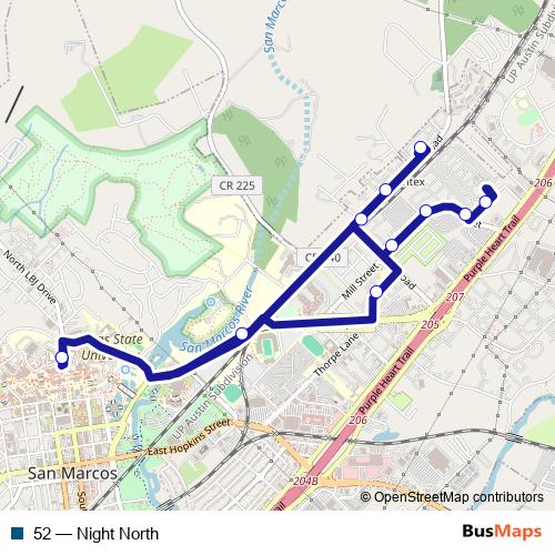 52 bus Line Map