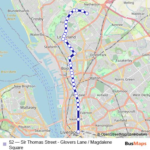 52 bus Line Map