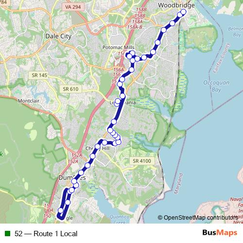 52 bus Line Map