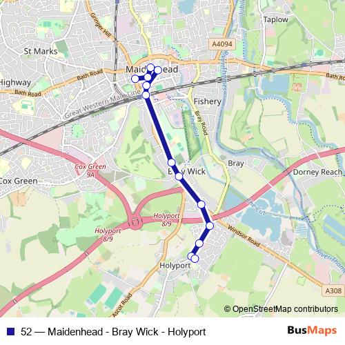 52 bus Line Map