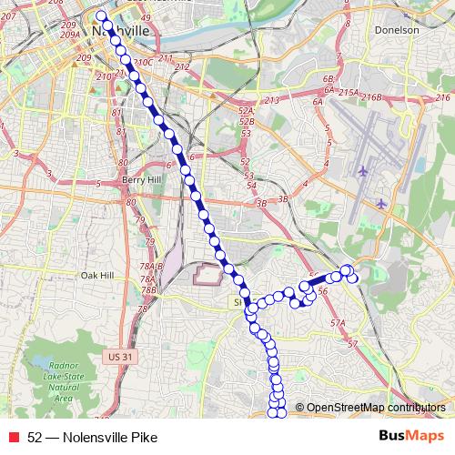52 bus Line Map
