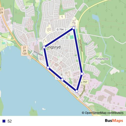 52 bus Line Map