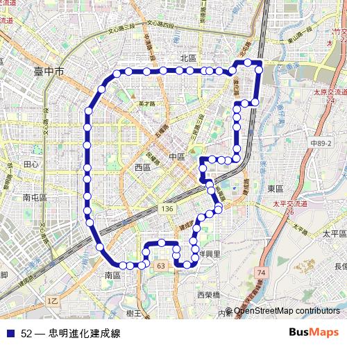 52 bus Line Map