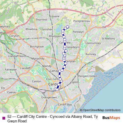 52 bus Line Map