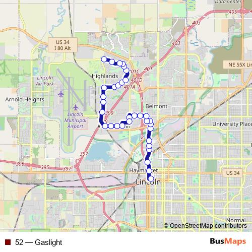 52 bus Line Map