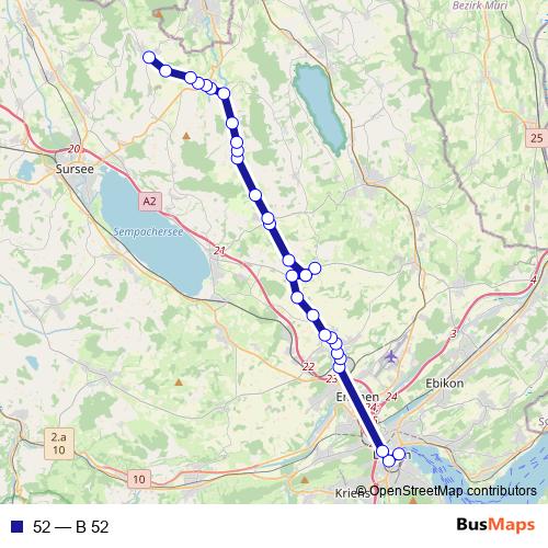52 bus Line Map