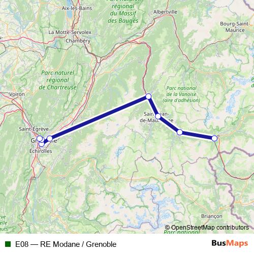 E08 bus Line Map