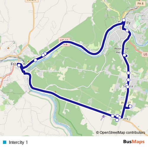 Intercity 1 bus Line Map