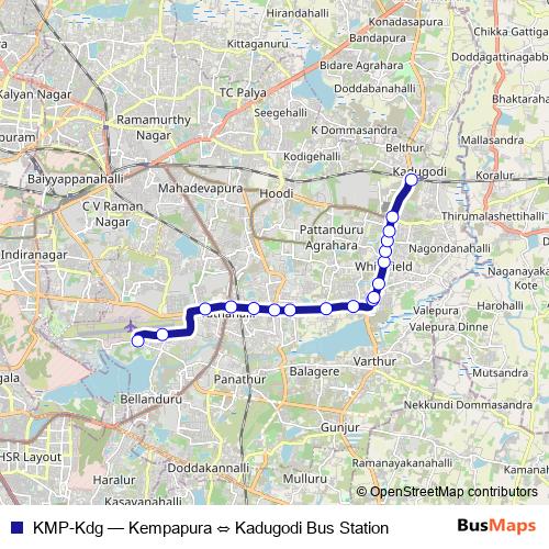 KMP-Kdg bus Line Map