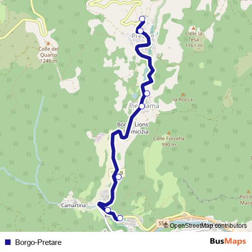 Borgo-Pretare bus Line Map