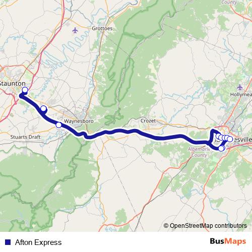 Afton Express bus Line Map