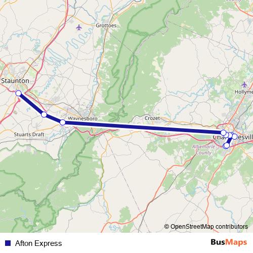 Afton Express bus Line Map