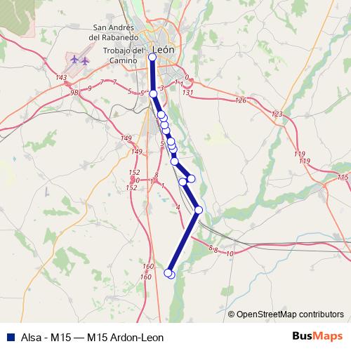 Alsa - M15 bus Line Map