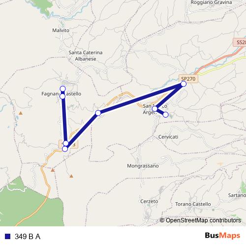 349 B A bus Line Map
