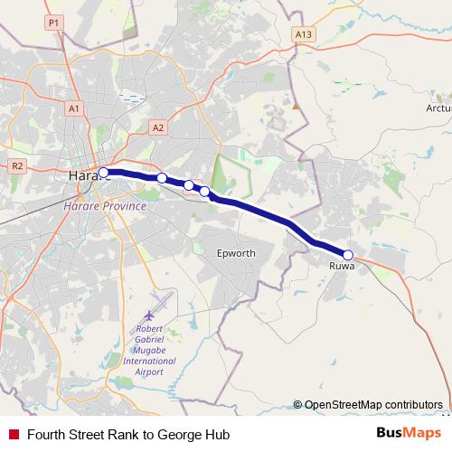 Fourth Street Rank to George Hub bus Line Map