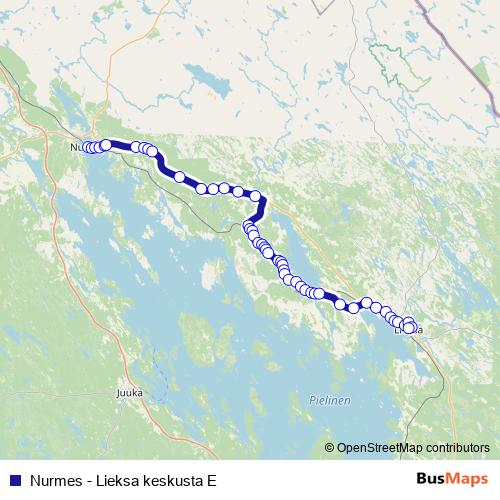 Nurmes - Lieksa keskusta E bus Line Map