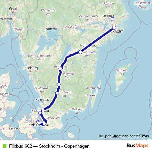 Flixbus 602 bus Line Map