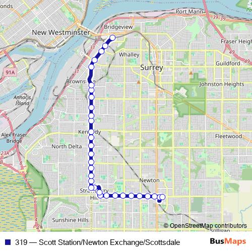 319 bus Line Map
