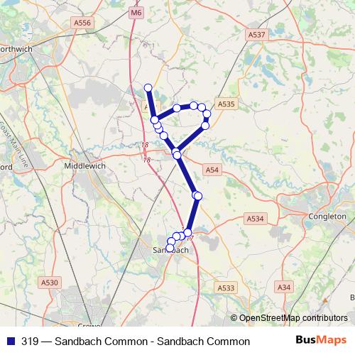 319 bus Line Map