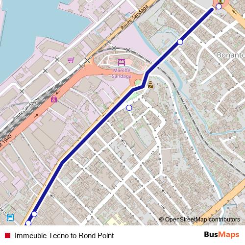 Immeuble Tecno to Rond Point bus Line Map