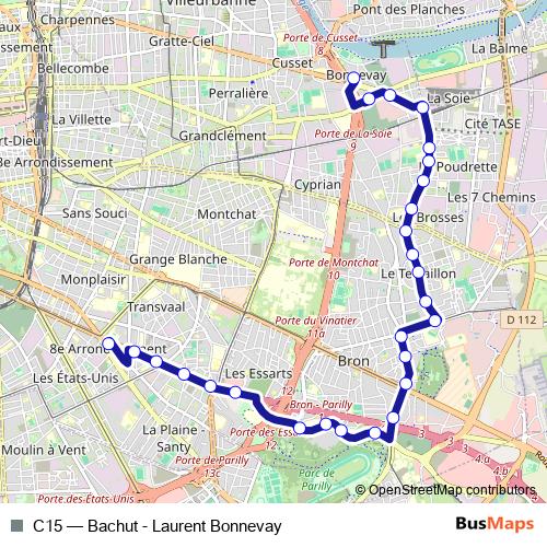 C15 trolleybus Line Map