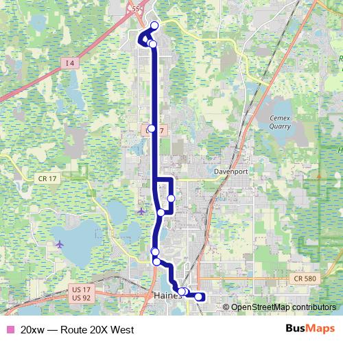 20xw bus Line Map