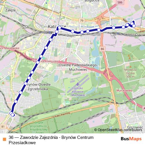 36 tram Line Map