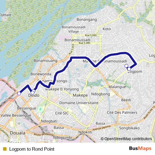 Logpom to Rond Point bus Line Map