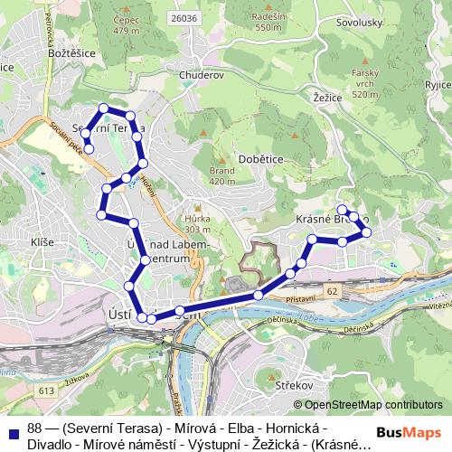 88 trolleybus Line Map
