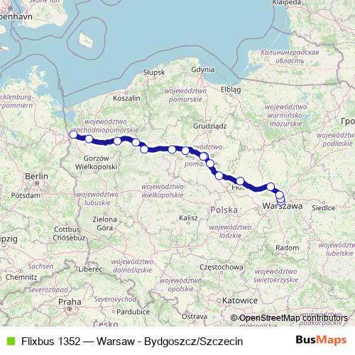 Flixbus 1352 bus Line Map