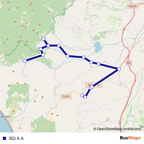 353 A A bus Line Map