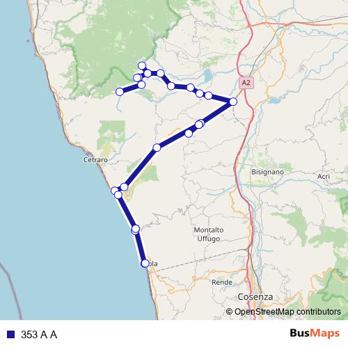353 A A bus Line Map