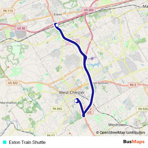 Exton Train Shuttle bus Line Map