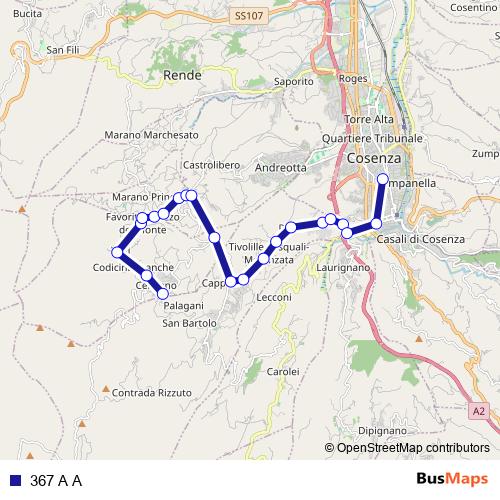 367 A A bus Line Map