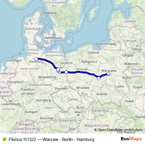 Flixbus N1322 bus Line Map