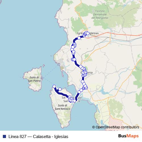Linea 827 bus Line Map