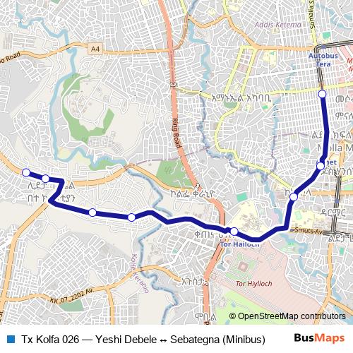 Tx Kolfa 026 bus Line Map
