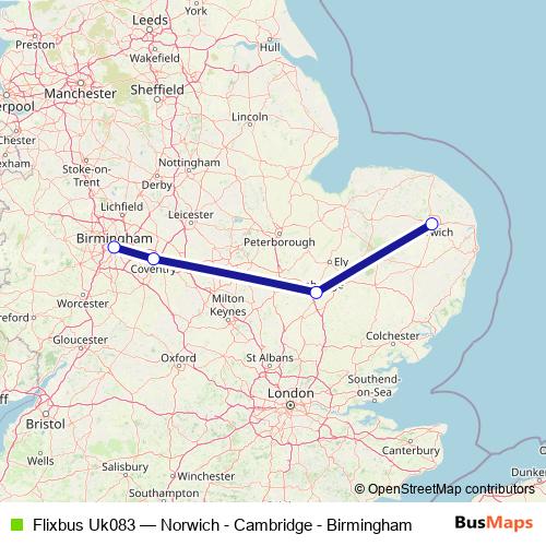 Flixbus Uk083 bus Line Map