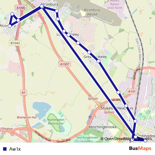 Aw1x bus Line Map