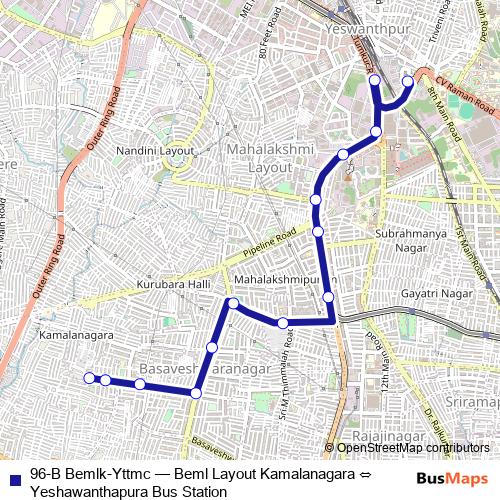 96-B Bemlk-Yttmc bus Line Map