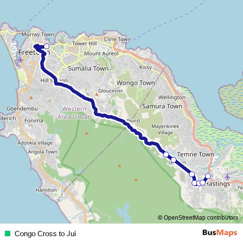 Congo Cross to Jui bus Line Map