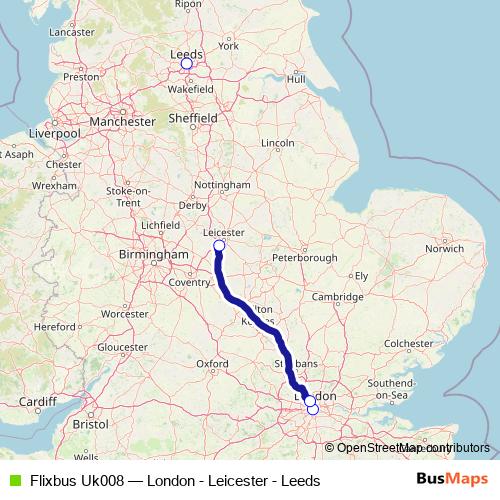 Flixbus Uk008 bus Line Map