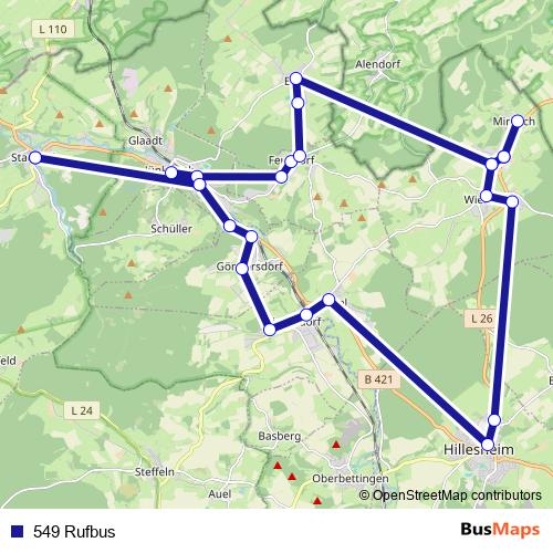 549 Rufbus bus Line Map