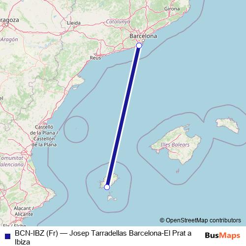 BCN-IBZ (Fr) air Line Map
