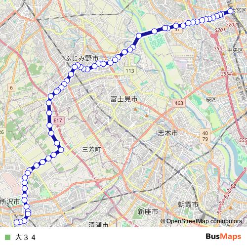 大３４ bus Line Map