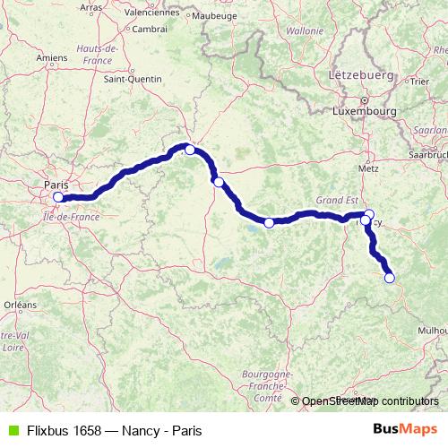 Flixbus 1658 bus Line Map