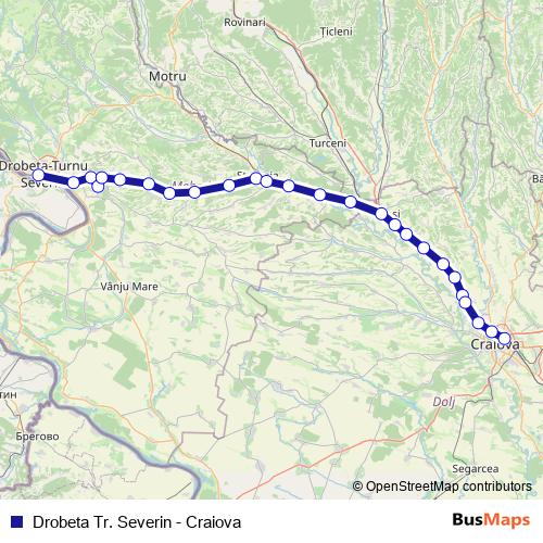 Drobeta Tr. Severin - Craiova rail Line Map