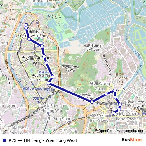 K73 bus Line Map
