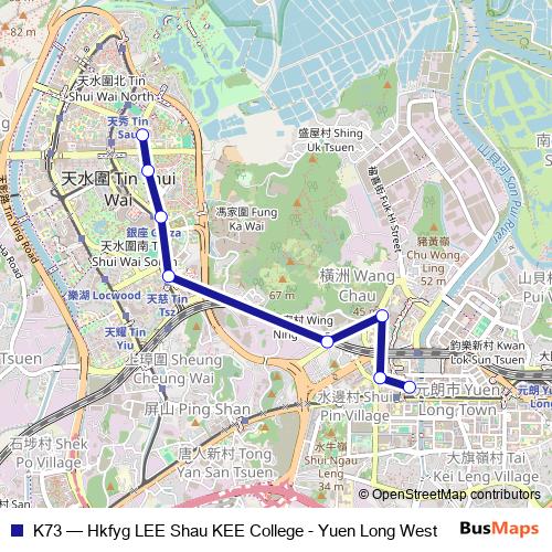 K73 bus Line Map