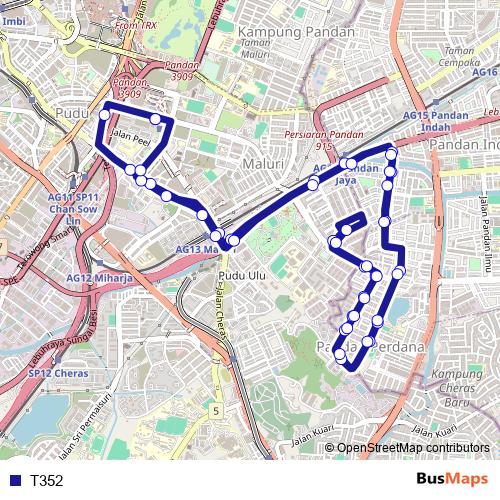 T352 bus Line Map